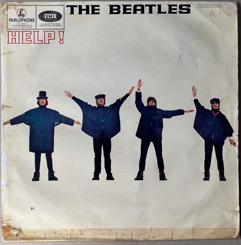Parlophone jaune « Help » des Beatles, Royaume-Uni 1965, Pop rock, Enlèvement ou Envoi, Utilisé, Avec pochette intérieure