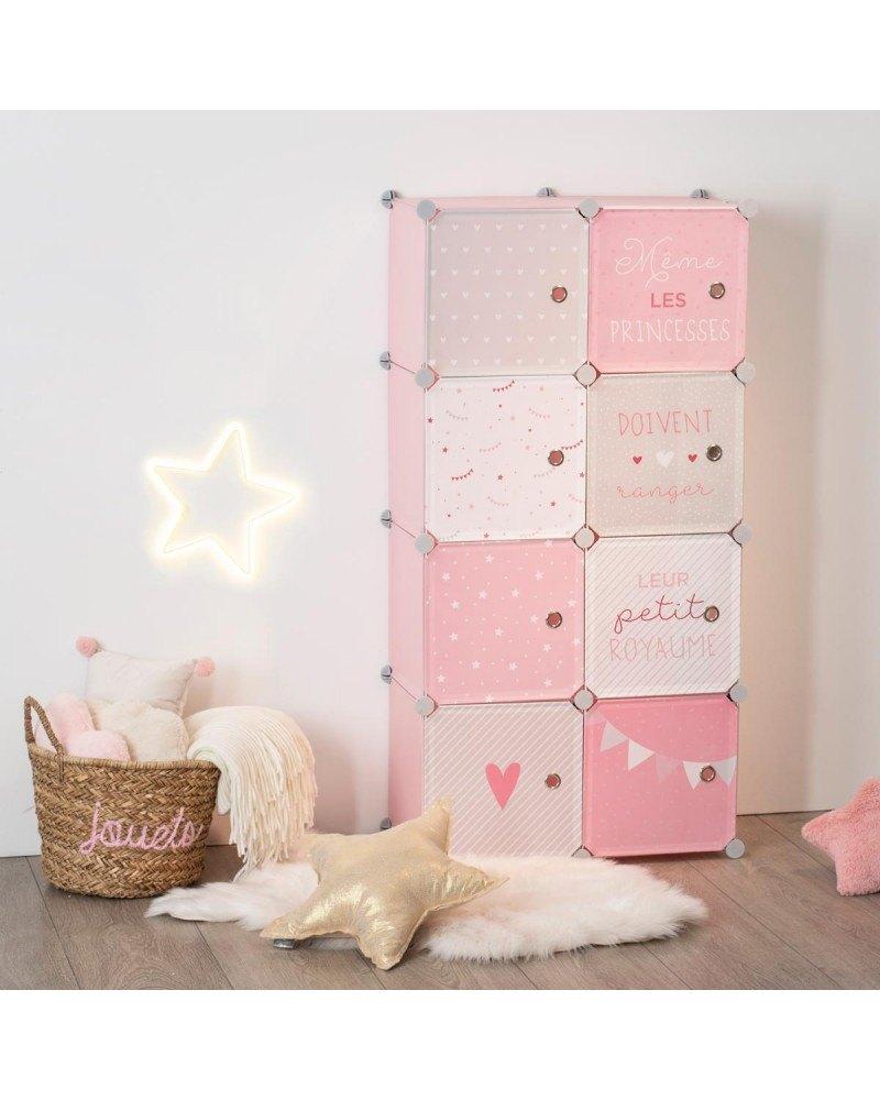Roze opbergkast 5 vakken 1 hanggedeelte, Kast, 50 tot 70 cm, Geen idee, 105 cm of meer