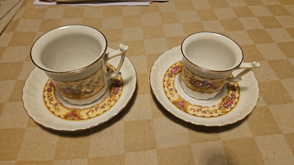 Tasses expresso café anciennes porcelaine allemand soucoupes, Enlèvement ou Envoi