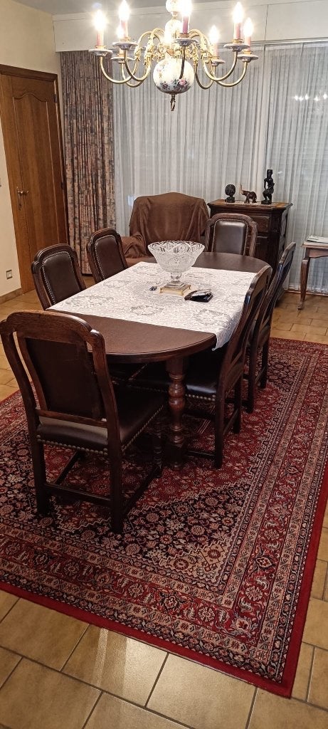 Volledige massief eikenhouten eetplaats, Huis en Inrichting, Ophalen, Gebruikt, 100 tot 150 cm, Eikenhout