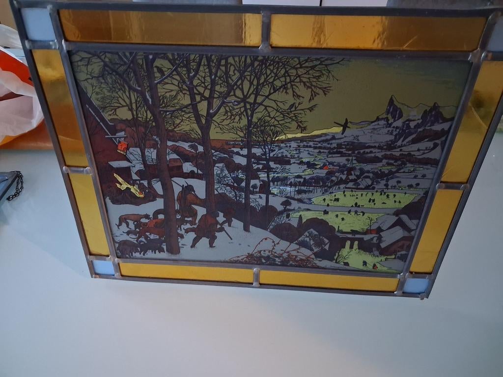 Gebrandschilderd.glas in loodwerk, Antiek en Kunst, Ophalen