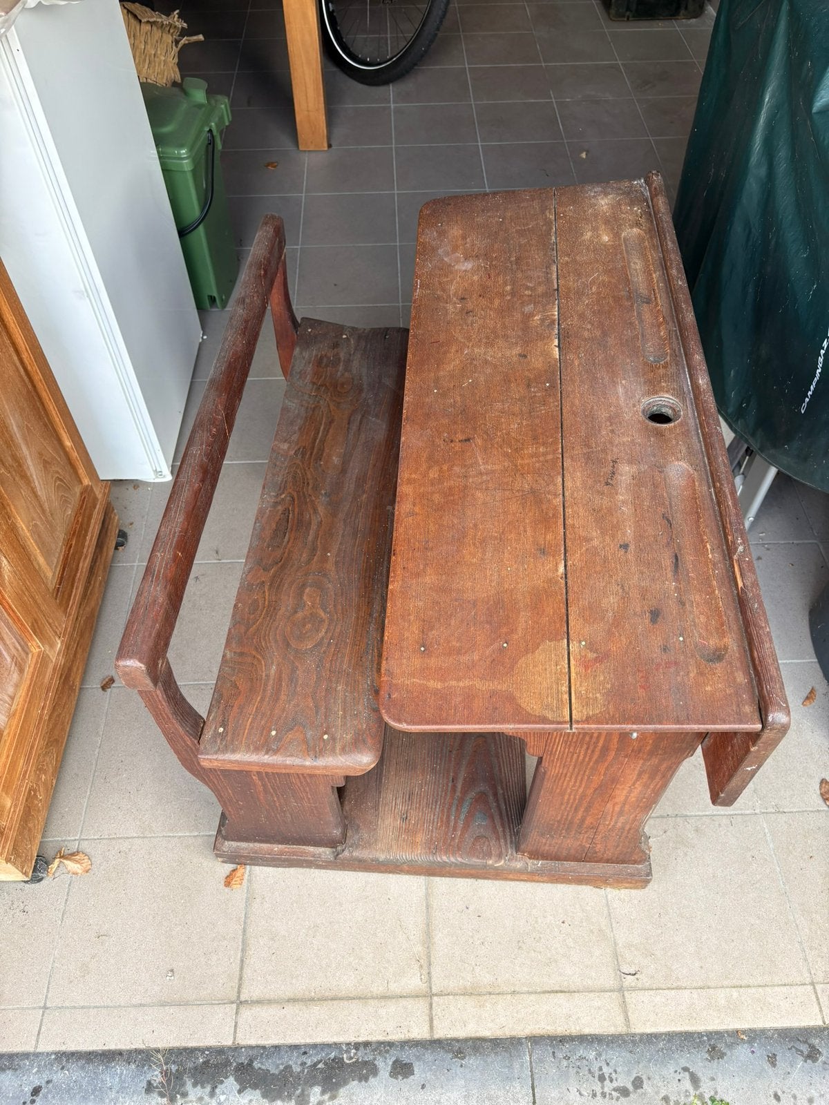 Houten schoolbank, Huis en Inrichting, Tafels | Salontafels, Ophalen, Gebruikt