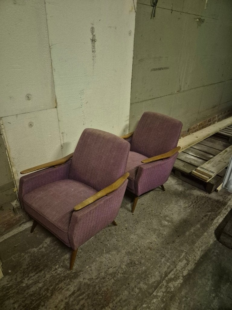 2 Mid-Century Modern fauteuils, 75 à 100 cm, Enlèvement, Utilisé, 50 à 75 cm