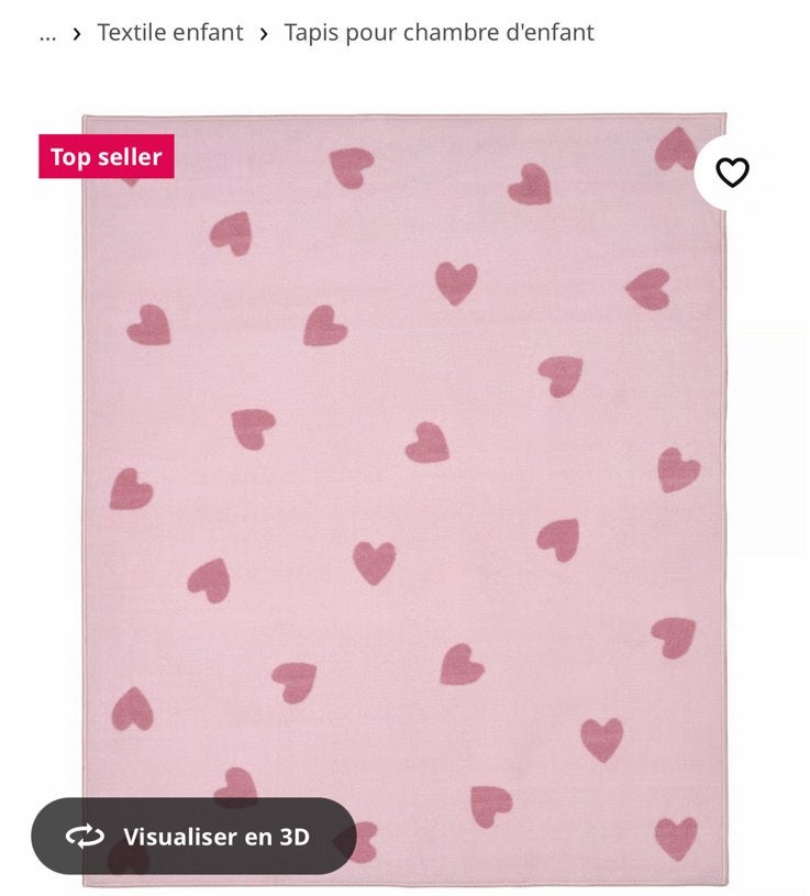 Tapis enfant neuf coeurs rose, Enlèvement ou Envoi, Neuf