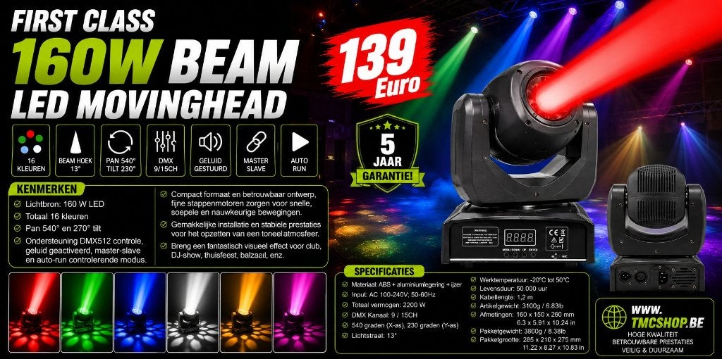 Nouvelle tête mobile à faisceau LED de 160 W, Musique & Instruments, Enlèvement ou Envoi, Neuf, Lumières, Commande sonore