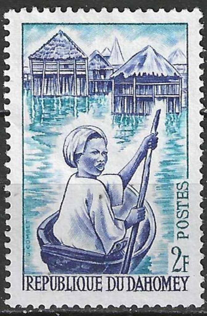 Dahomey 1963 - Yvert 179 - Lokale types - Kanovaarster (ZG), Postzegels en Munten, Postzegels | Afrika, Postfris, Verzenden