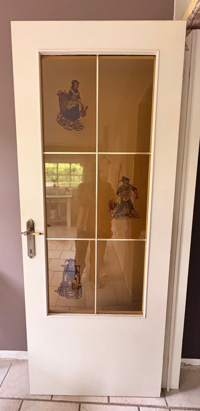Deur met glas-in-lood, Ophalen, Gebruikt, 80 tot 100 cm, Binnendeur