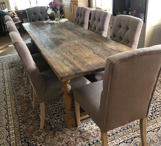 TAFEL EN STOELEN, Huis en Inrichting, Tafels | Eettafels, Ophalen, Gebruikt, Eikenhout, 200 cm of meer