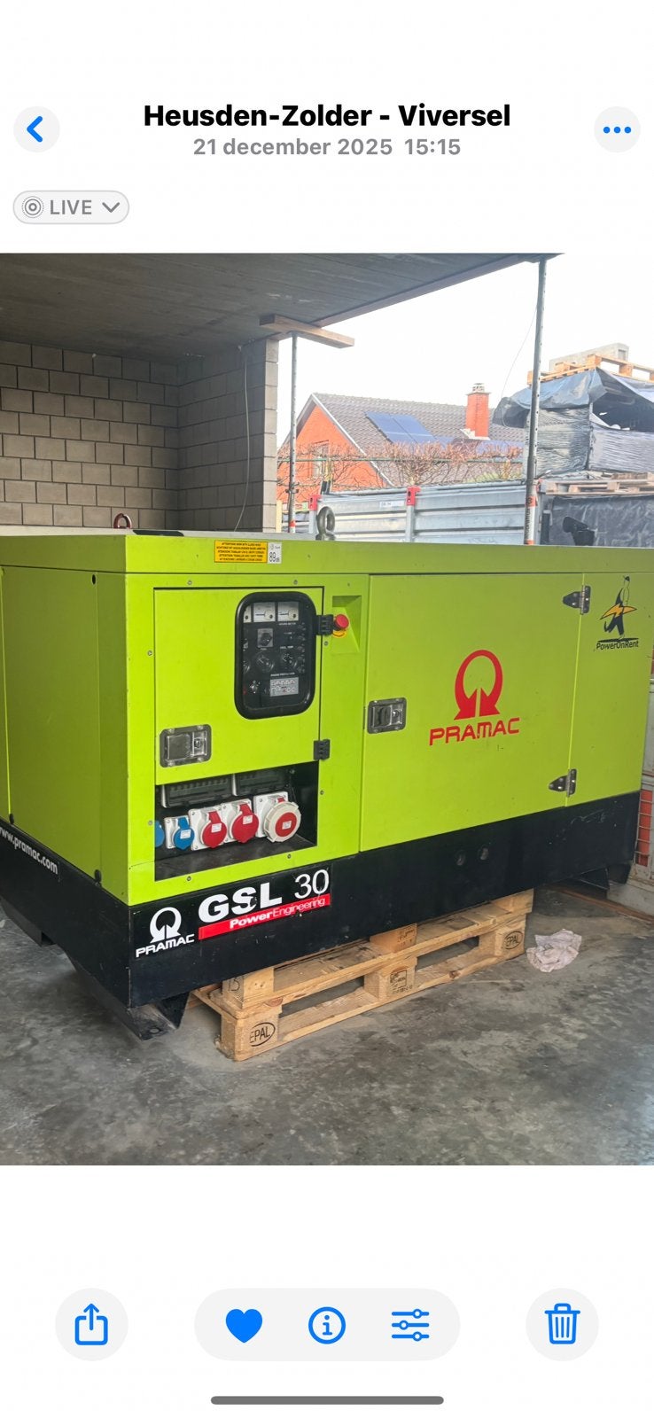 Pramac gsl 30 kva, Enlèvement