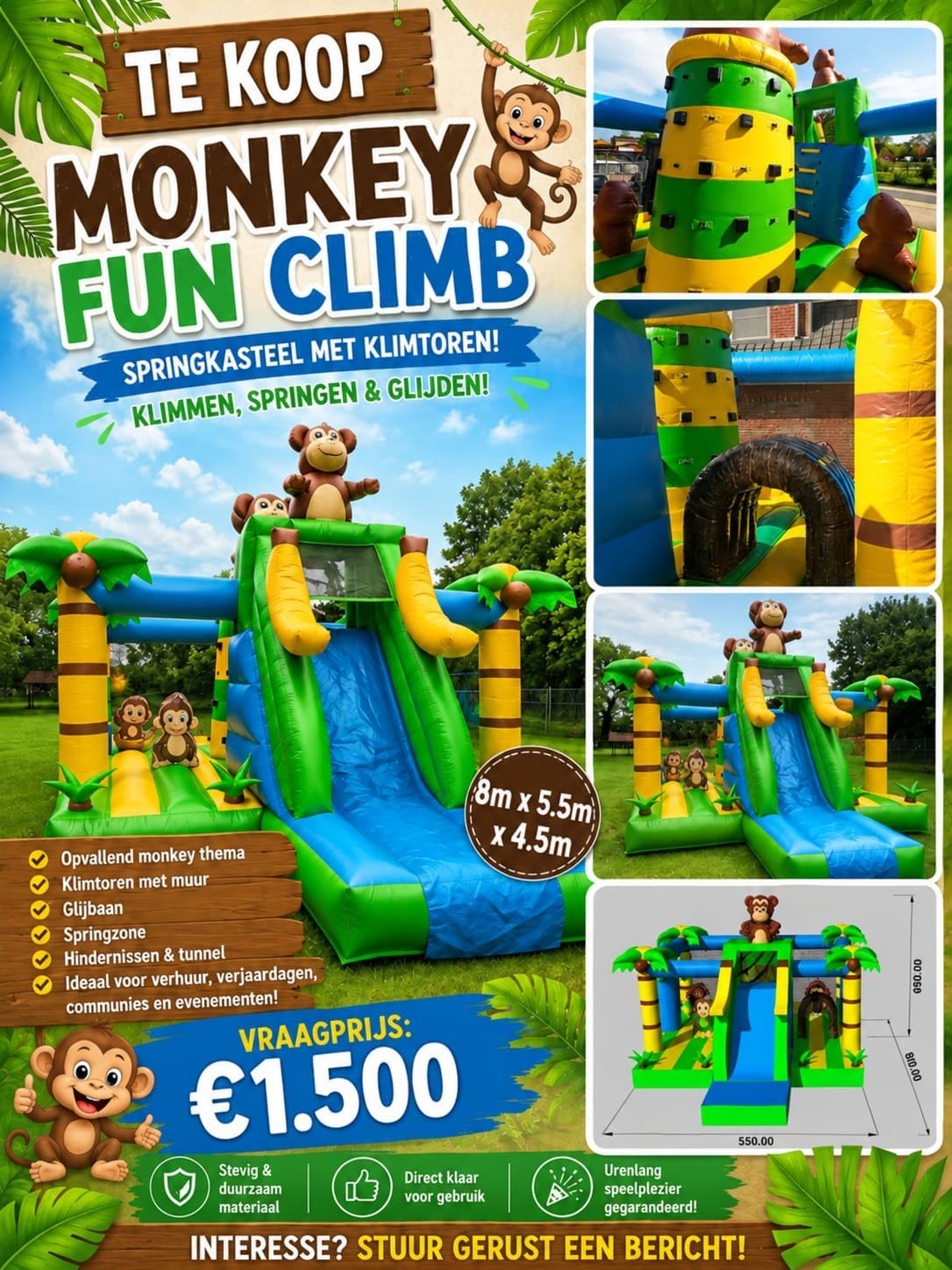 Springkasteel te koop, Ophalen, Gebruikt