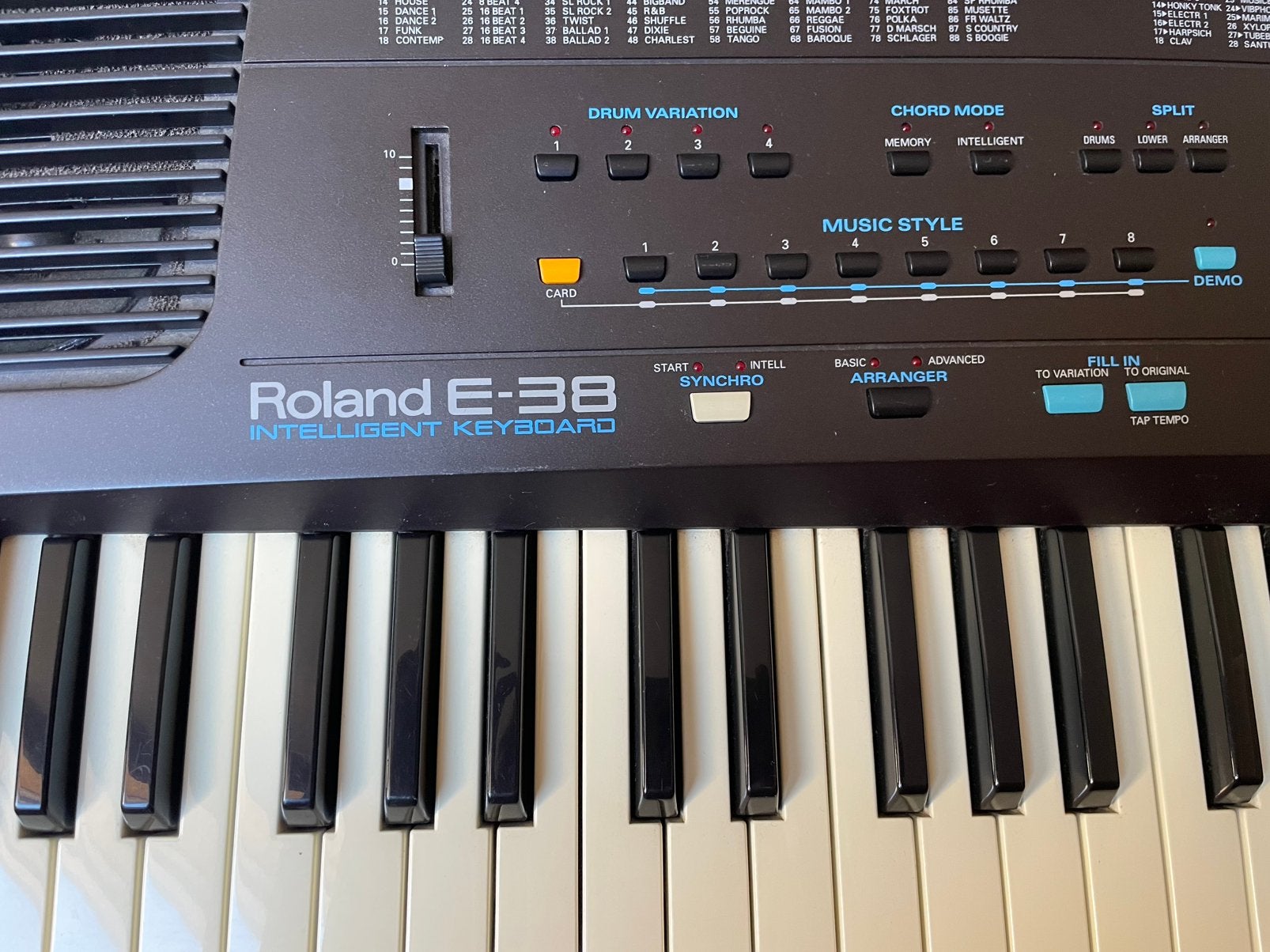 Roland E38 intelligent keyboard, Ophalen, Roland, Aanslaggevoelig, 61 toetsen