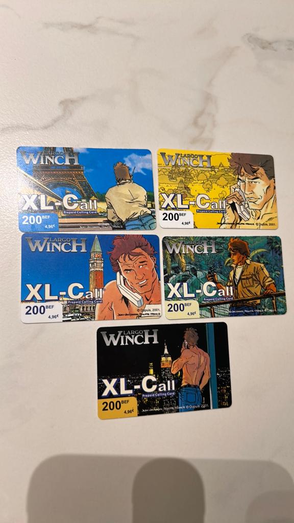 5 télécartes Largo Winch XL-Call, Collections, Enlèvement ou Envoi, Comme neuf