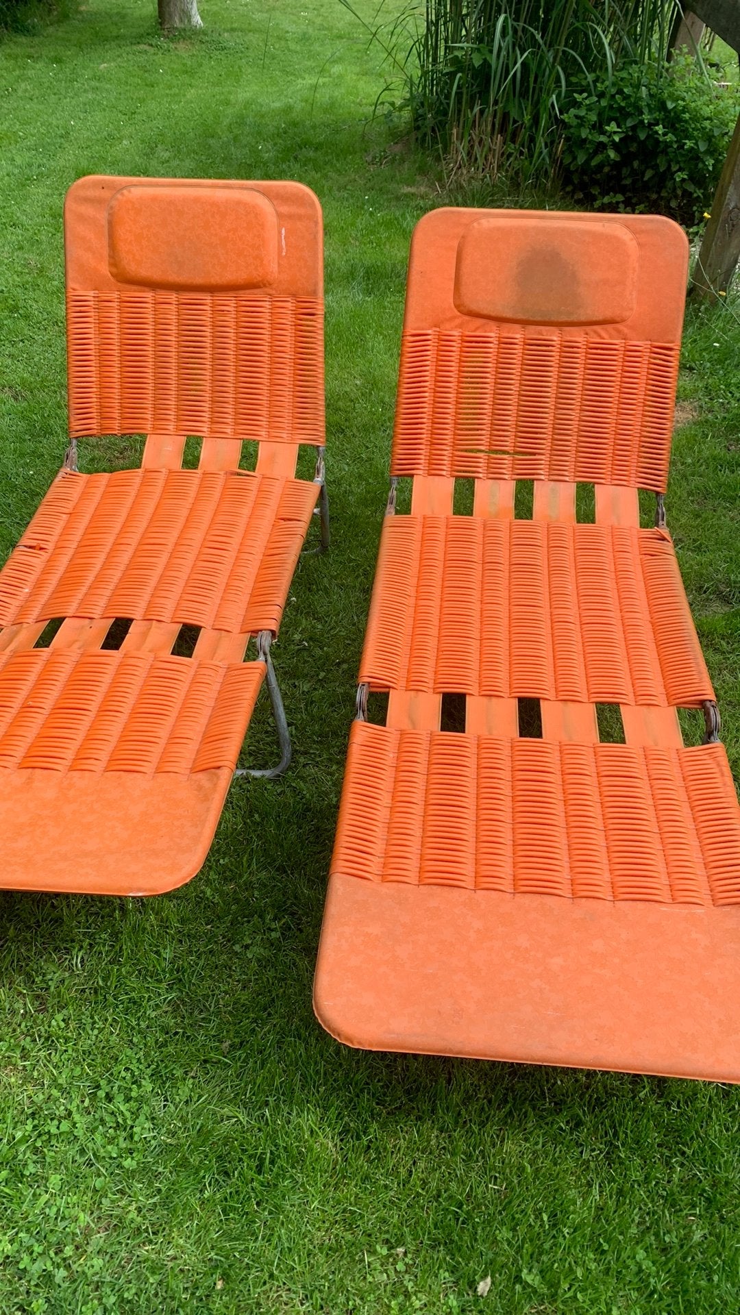 Vintage tuin ligzetels, Ophalen, Gebruikt, Kunststof