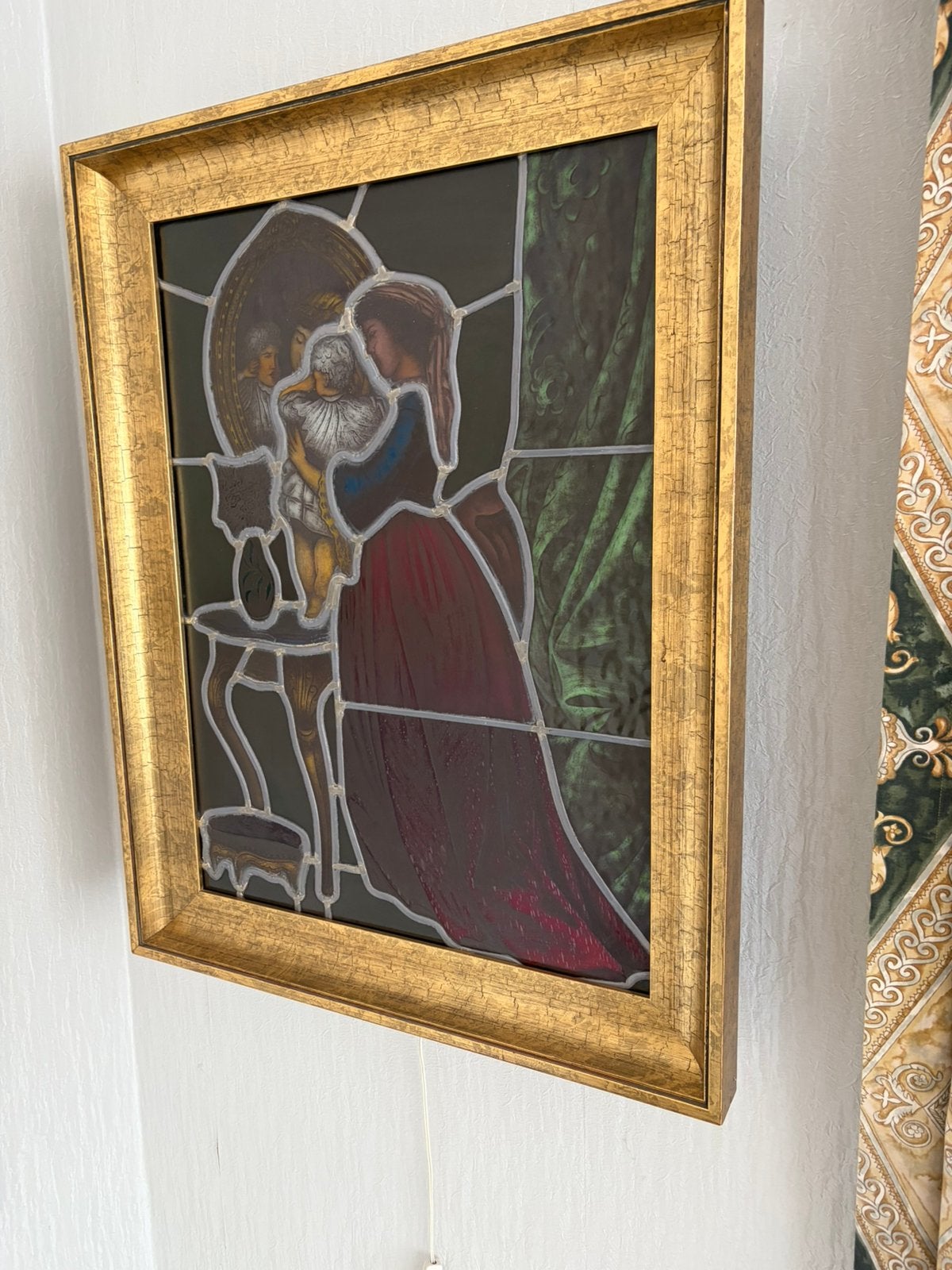 Glasraam in lood met verlichting, Enlèvement, Comme neuf