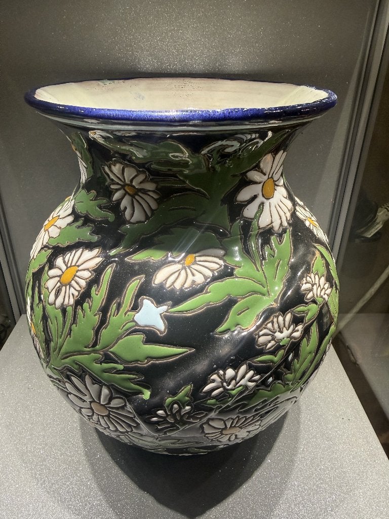 Grote Amphora Belgium Art Deco vaas met margrietendecor, Antiquités & Art, Antiquités | Céramique & Poterie, Enlèvement ou Envoi