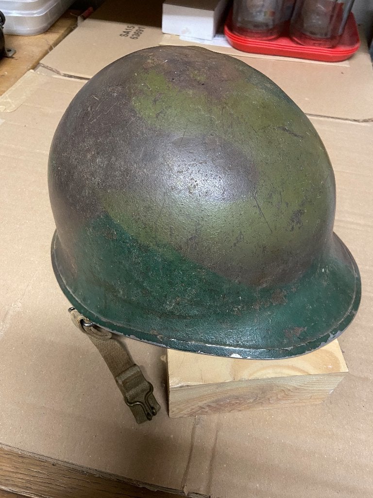 Casque belge ABBL M51 type US camouflé, Collections, Envoi, Armée de terre, Casque ou Béret
