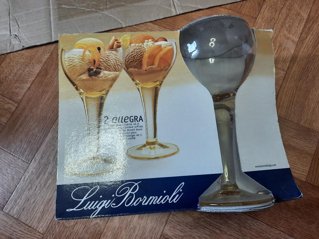 set van 2 dessert glazen op voet allegra 40cl Luigi Bormioli, Ophalen of Verzenden, Nieuw