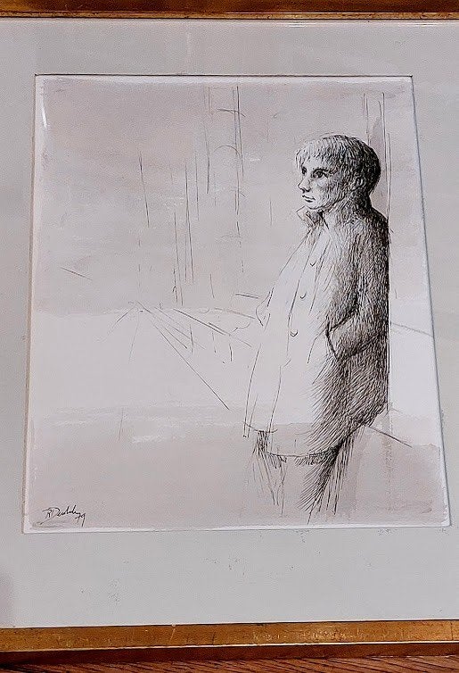 Devolder Roland - Lavis - l'attente +livre Terre d'Europe 79, Enlèvement ou Envoi, Passe-partout, Aquarelle, Figures