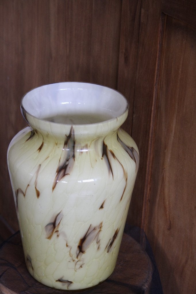 Grand vase jaune et brun, Huis en Inrichting, Woonaccessoires | Vazen, Ophalen, Gebruikt, Geel