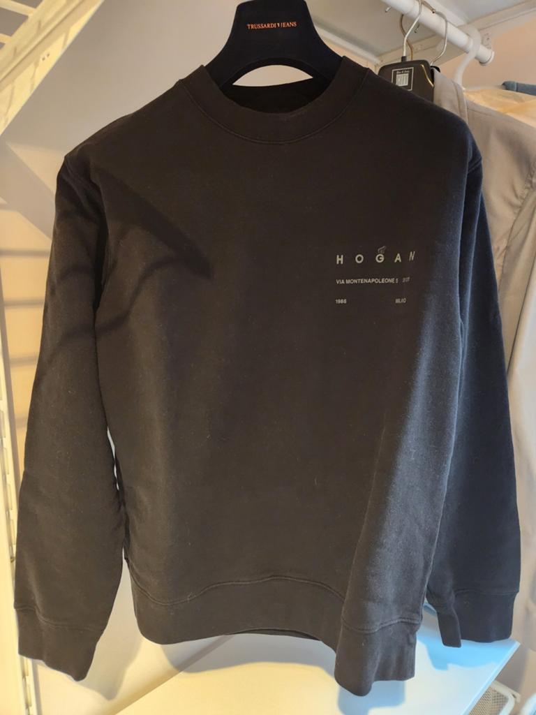 Nieuwe Hogan trui met ronde hals van katoenfleece XL - zwart, Verzenden, Maat 56/58 (XL), Zo goed als nieuw, Zwart