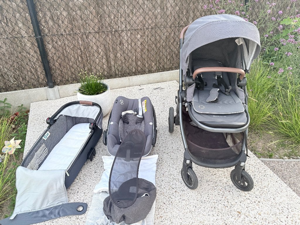 Maxi-Cosi kinderwagen 3-in-1 met wieg, buggy, autostoel, Ophalen, Gebruikt, Combiwagen, Verstelbare duwstang