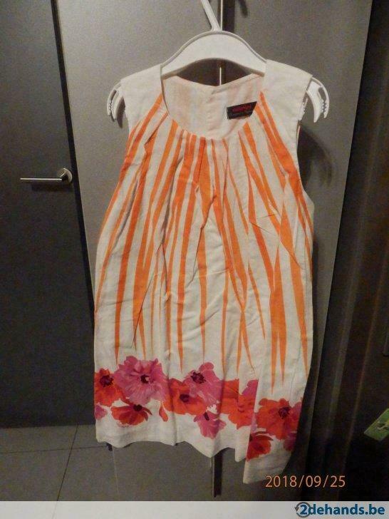 Catimini: Wit met oranje kleedje maat 128, Kinderen en Baby's, Ophalen of Verzenden, Gebruikt, Meisje, Jurk of Rok