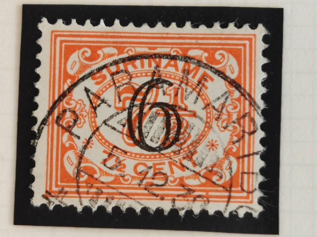 Suriname 1930 - cijfer met opdruk, Ophalen of Verzenden, Gestempeld
