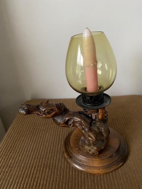 Vintage kandelaar uit druivenstronk, Antiek en Kunst, Ophalen of Verzenden, Overige materialen