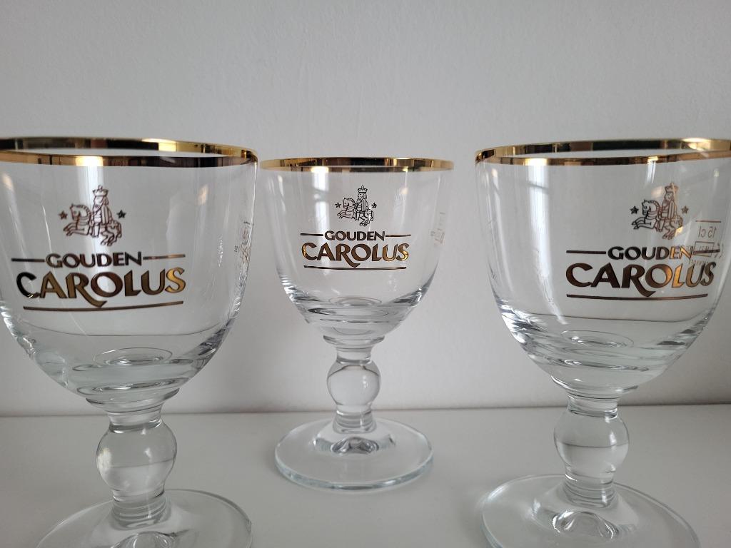 3x gouden carolus degustatieglas op voet 15 cl gouden rand, Verzamelen, Ophalen of Verzenden, Nieuw, Bierglas