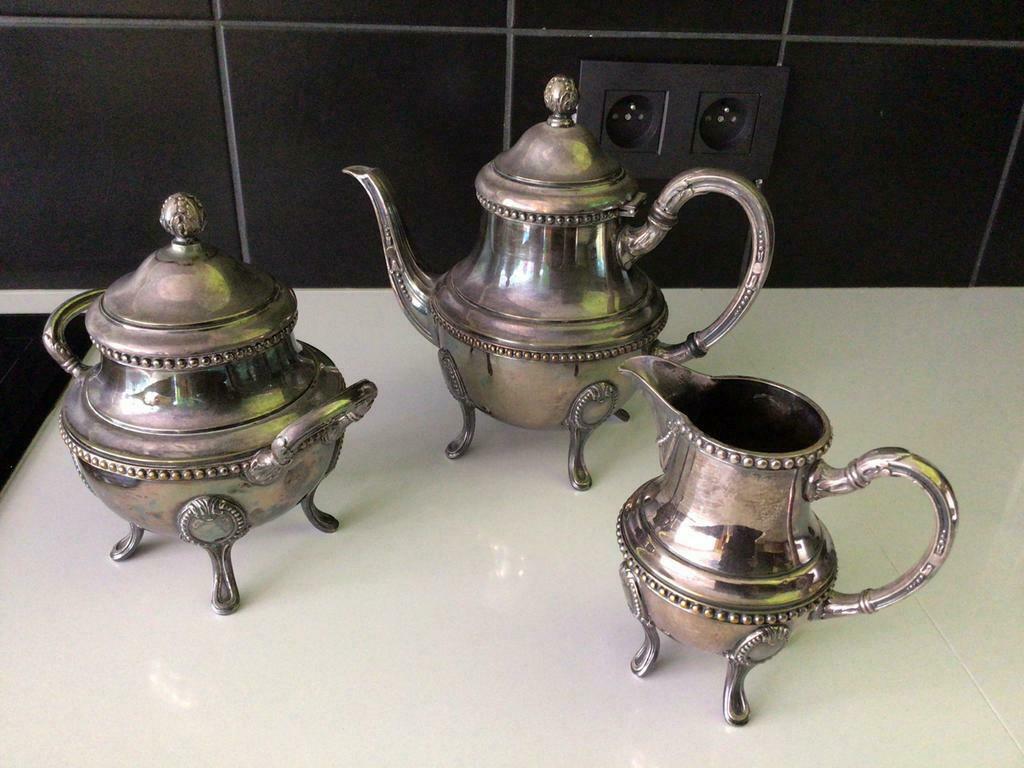 Service à thé ou café en métal argenté, Antiquités & Art, Enlèvement