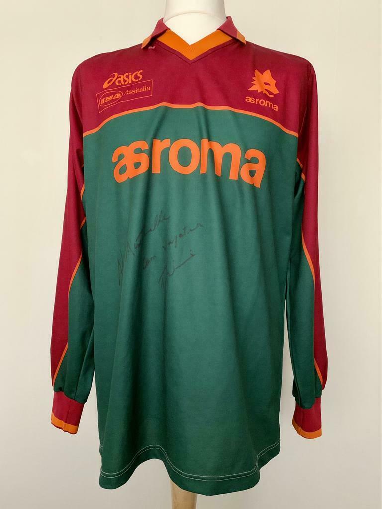 AS Roma 90s training worn & signed Serie A Italy shirt, Taille XL, Enlèvement ou Envoi, Utilisé, Maillot