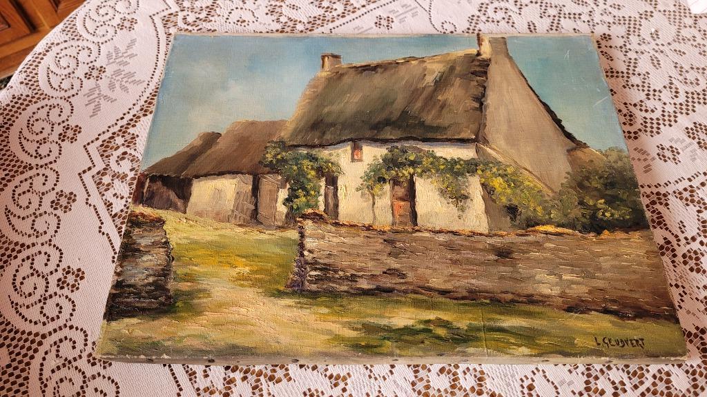 peinture à huile sur toile signée L Geudvert, Enlèvement