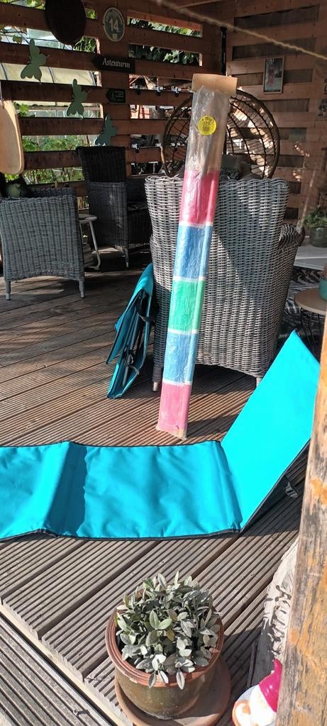 Strandmat/zetel 2 stuks met windzeil, Caravans en Kamperen, Ophalen