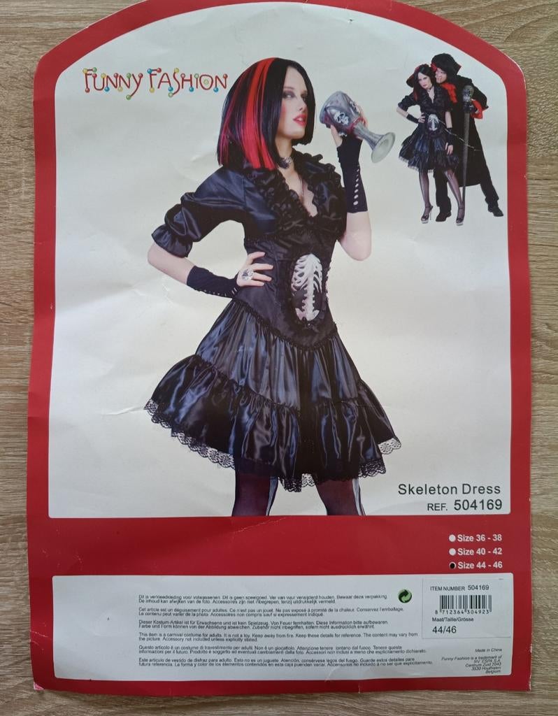 Carnaval kostuum dames - Skeleton dress, Ophalen of Verzenden, Maat 38/40 (M), Accessoires