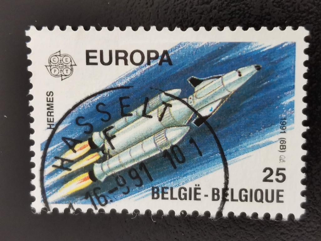Belgie 1991 - ruimtevaart - Europa CEPT - ruimtependel, Postzegels en Munten, Ophalen of Verzenden, Gestempeld, Ruimtevaart