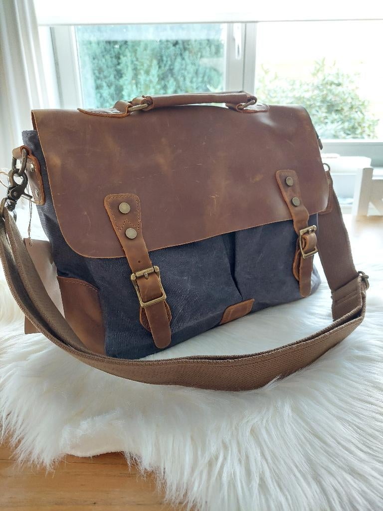 cartable cuir porte-document business case sac à bandoulière, Cuir, Enlèvement ou Envoi, 30 à 40 cm, Brun