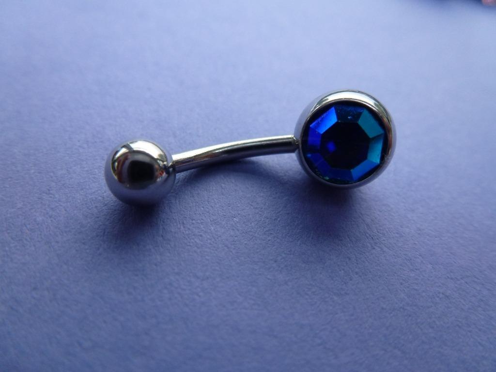 piercing avec une boule de cristal bleue, Enlèvement ou Envoi, Utilisé, Autres matériaux, Piercing nombril