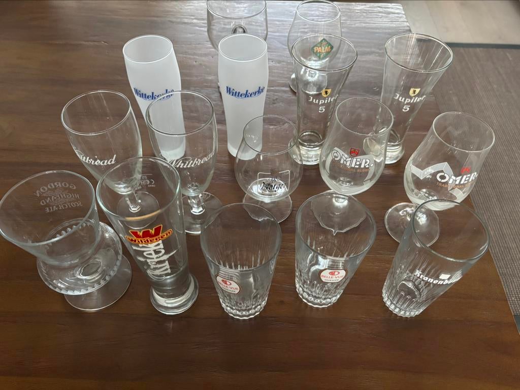 Bierglazen 19 stuks, Ophalen, Gebruikt