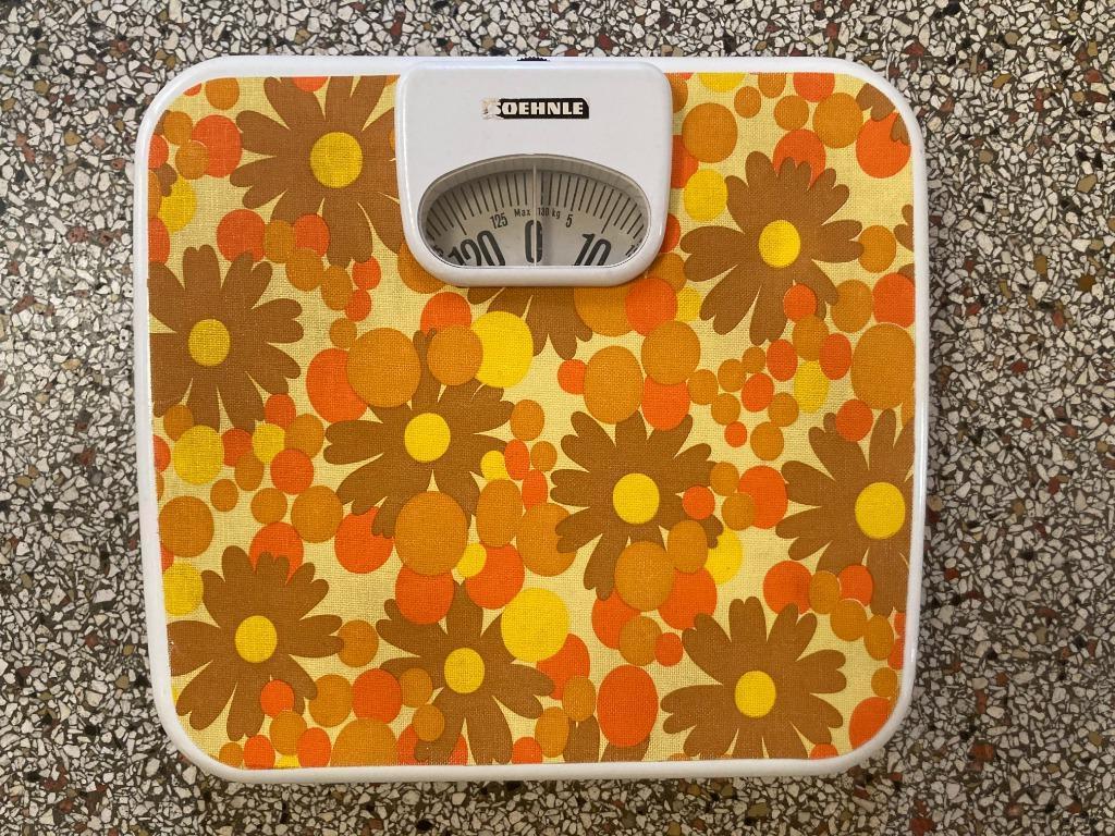 Pèse-fleurs vintage Soehnle jaune orange rouge années 70, Electroménager, 100 kg ou plus, Analogique, Enlèvement ou Envoi, Pèse-personne