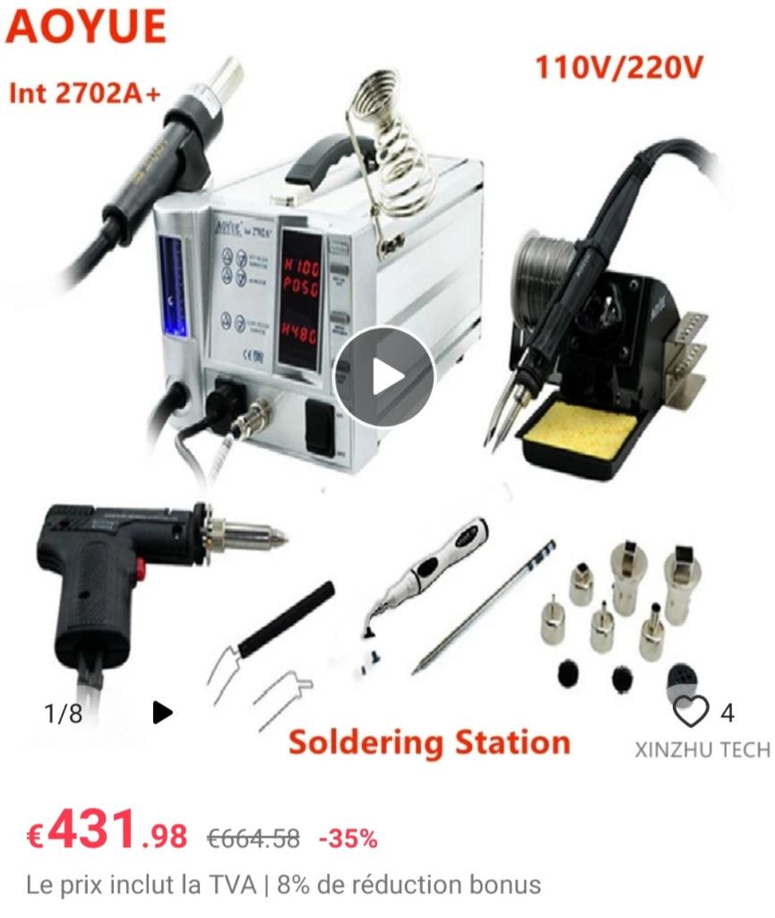 AOYUE 2702A+ station de soudage air chaud, fer à souder, Bricolage & Construction, Outillage | Soudeuses, Enlèvement ou Envoi