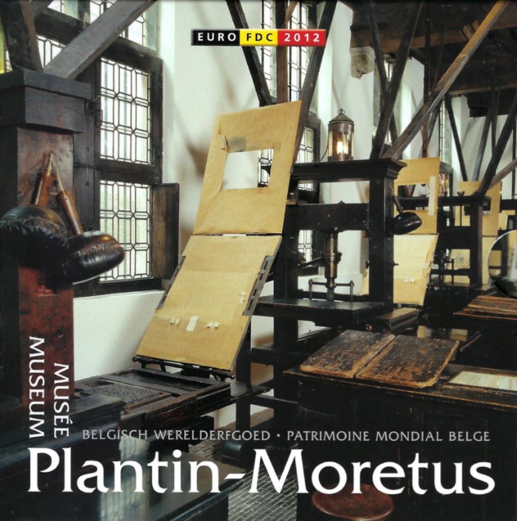 BU-set België 2012 Plantin Moretus gekleurde penning, Ophalen of Verzenden, België