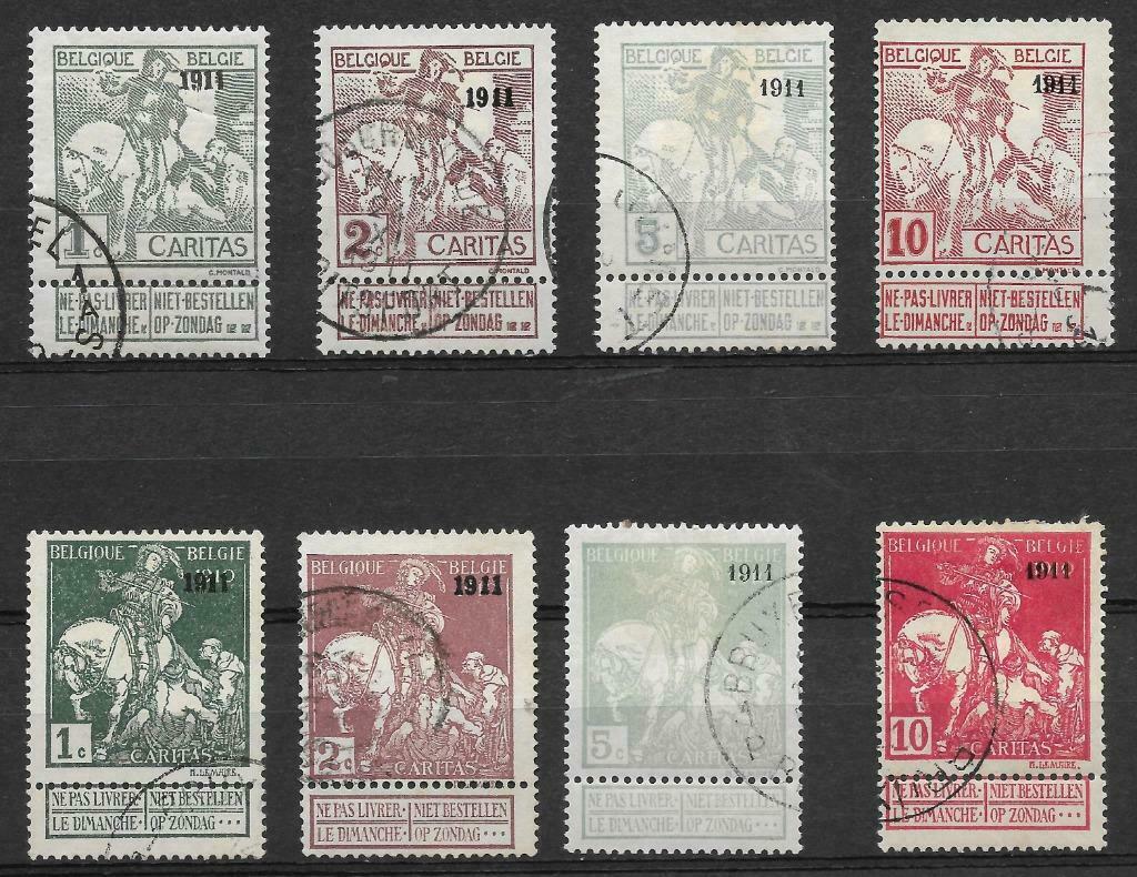POSTZEGELS BEL-WERELDTENTOONSTELLING BRUSSEL-NR.92/99-1911, Postzegels en Munten, Ophalen of Verzenden, Gestempeld, Gestempeld
