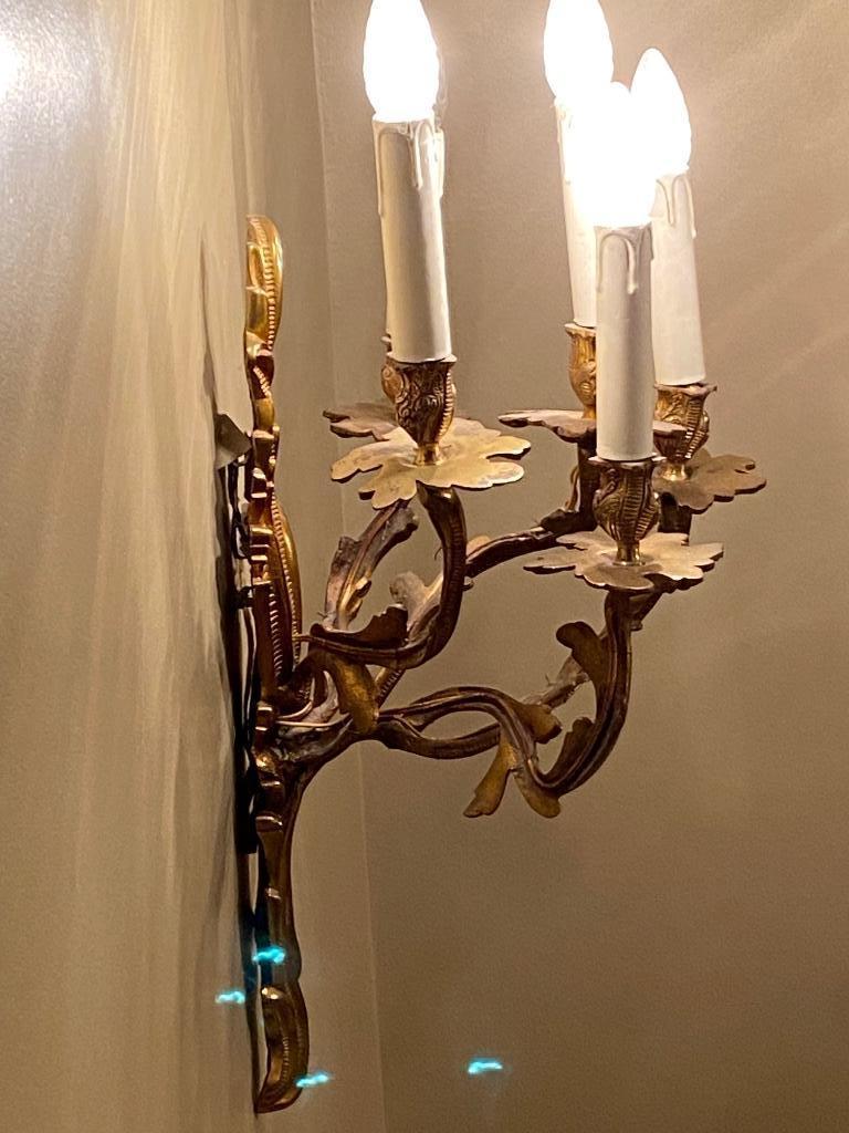 2 Antieken wandlampen – Rococo stijl – 5-armig, Ophalen, Gebruikt, Metaal
