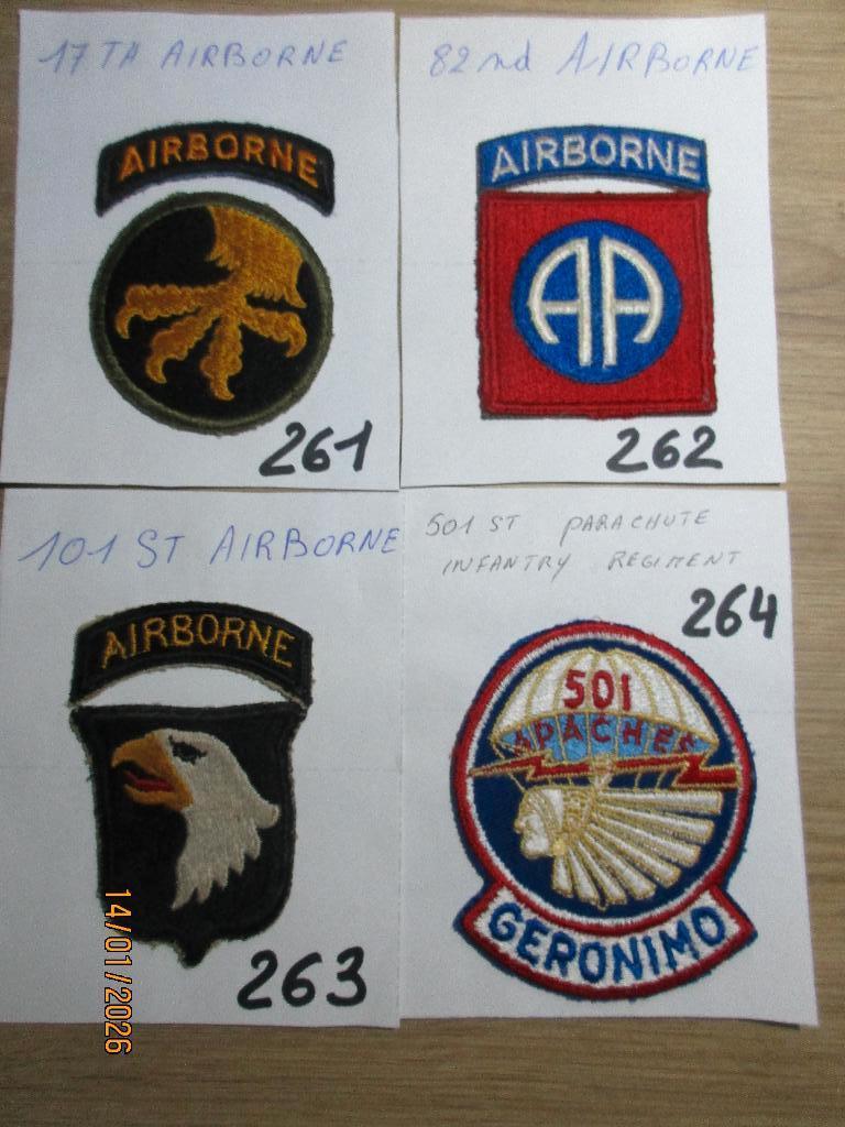 Patchs originaux divers airborne infantry US WWII., Enlèvement ou Envoi, Armée de terre, Emblème ou Badge