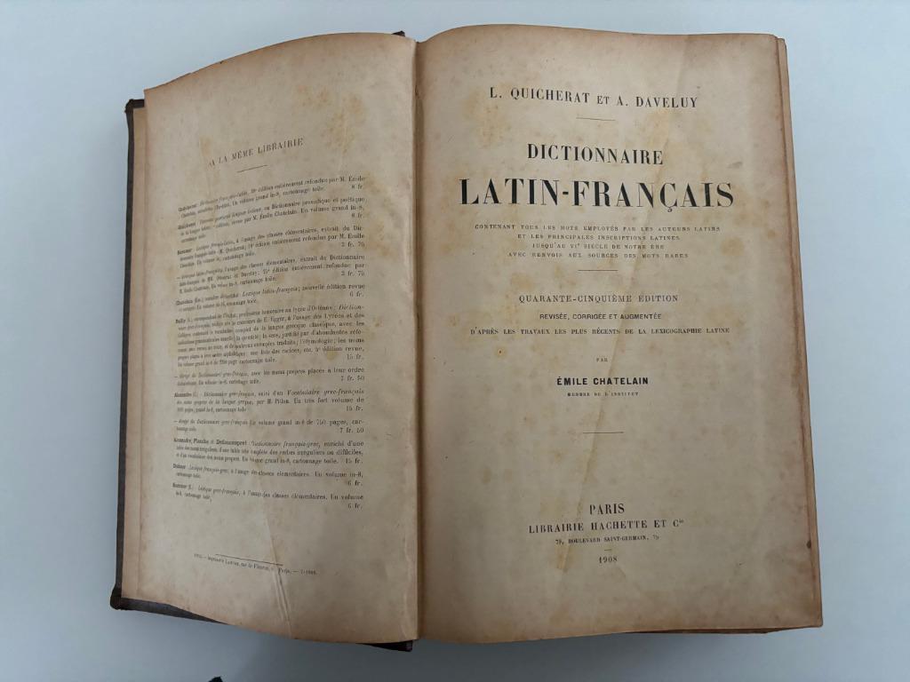 Dictionnaire Français-Latin - 45e éd Emile Chatelain 1908, Antiquités & Art, Envoi, L. Quicherat