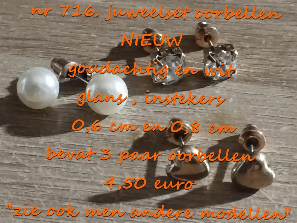 716. Parure : boucles d'oreilles, NEUF, frais de port inclus, Bijoux, Sacs & Beauté, Boucles d'oreilles, Autres matériaux, Blanc