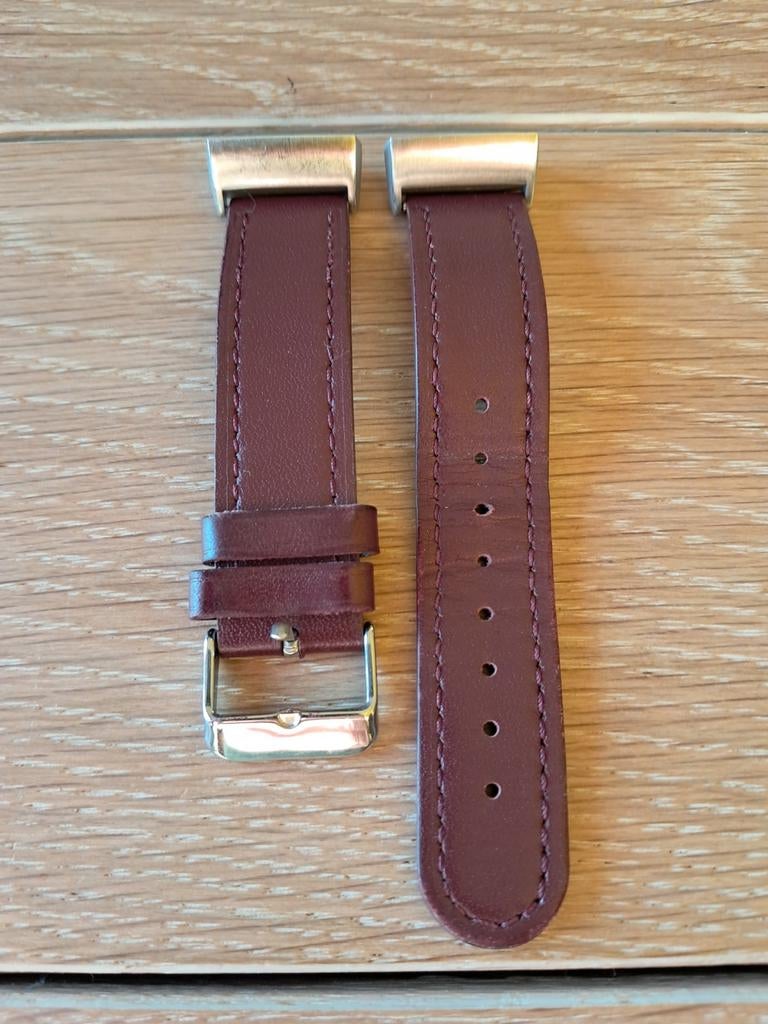 Bracelet compatible Fitbit Charge 3 en Cuir bordeau, Telecommunicatie, Wearable-accessoires, Gebruikt, Overige accessoires, Ophalen of Verzenden