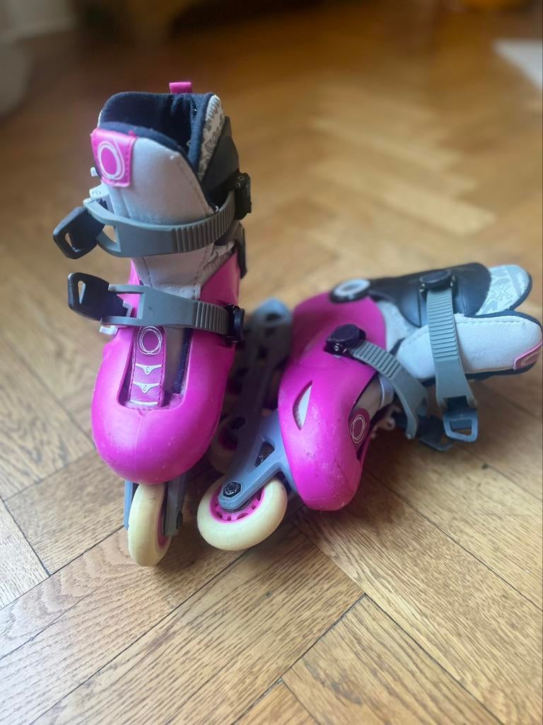 Roller enfant PLAY5 Oxelo rose pointure 30-32, Enlèvement ou Envoi, Réglable, Utilisé