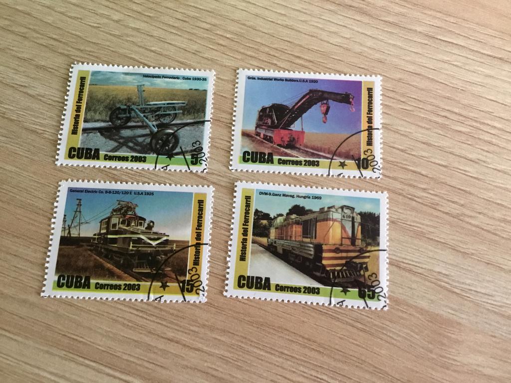 Postzegels treinen Cuba, Postzegels en Munten, Ophalen of Verzenden, Gestempeld, Treinen