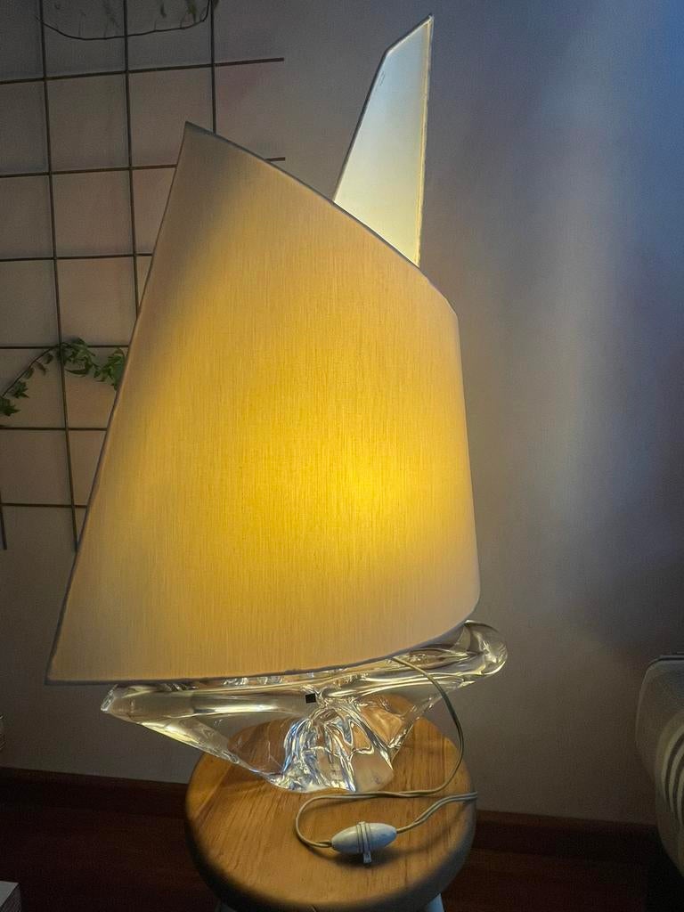 Vintage crystal sail-boat lamp by Daum/ France, Ophalen, Gebruikt